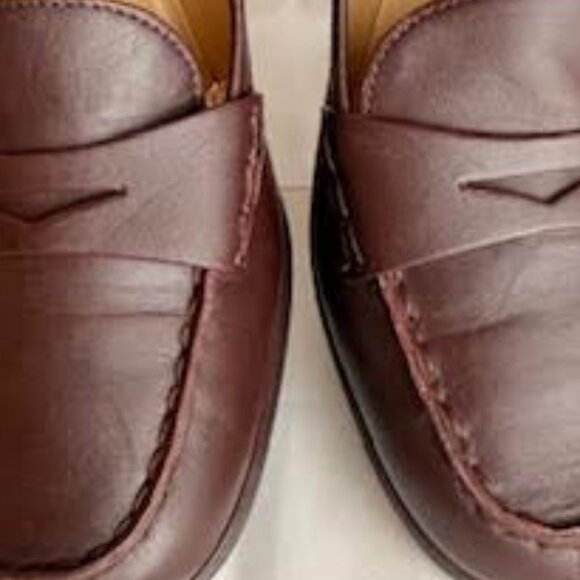 Michael Kors The Buchanan Burgundy Leather Penny Loafer Block Heels Size 11M - Picture 6 of 11